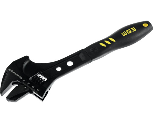 Cheie reglabilă cu scală în milimetri și mâner ergonomic, WGB Logo.