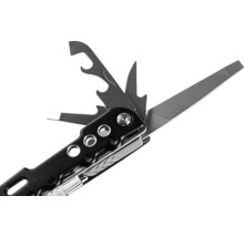 Unealtă multifuncțională din metal cu pilă desfăcută, deschizător de sticle și alte accesorii.