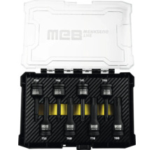 Set de capete de șurubelniță Torx WGB, 8 piese, mărimi de la T30 la T80, din oțel crom-molibden, în casetă de plastic.