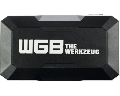Cutie de scule neagră din plastic cu logo WGB.