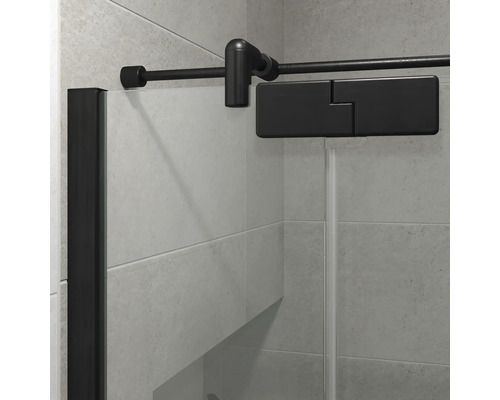 Cabină de duș pătrată Jungborn SETTE 80x80x200 cm profil negru sticlă transparentă, ușă stânga