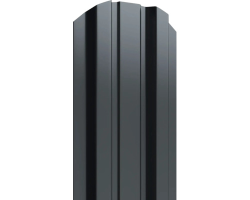 Un profil de gard metalic vertical cu design profilat pentru protecția intimității în grădină.