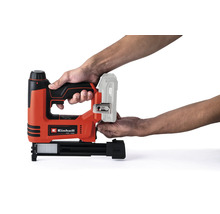 Capsator cu acumulator Einhell cu logo Einhell, tinut in mana, pentru utilizare cu acumulatori Einhell Power X Change.