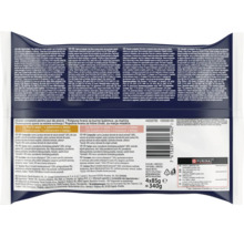 Verso-ul ambalajului pentru hrana de pisici Purina Felix Junior, incluzând ghid de hrănire și lista de ingrediente.