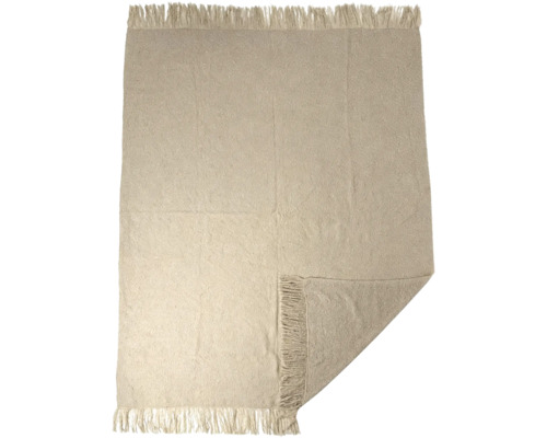 Pătură cu franjuri din material textil cu aspect texturat