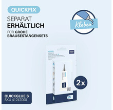 Set adeziv Grohe QuickGlue S pentru seturi de bare de duș în ambalaj blister, incluzând două tuburi de adeziv și accesorii pentru montaj fără găurire