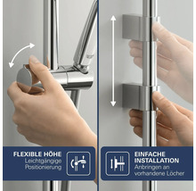 Bară de duș Grohe cu reglare flexibilă a înălțimii și instalare simplă pentru montarea în găuri existente
