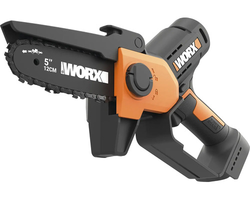 Ferastrau pentru crengi cu acumulator WORX cu lungimea lamei de 12 centimetri sau 5 inchi si logo WORX