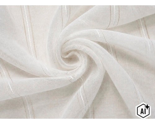 Material semitransparent pentru perdea cu dungi verticale și aspect ondulat. (Image AI modified or generated)