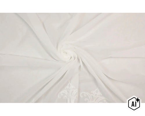 Țesătură fină pentru draperii cu broderie subtilă în model ondulat (Image AI modified or generated)