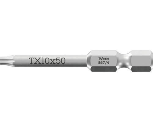 Bit de surubelnita Wera Torx TX10 cu lungimea de 50 milimetri pentru masini de gaurit cu acumulator
