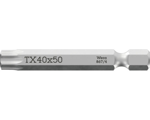 Bit de șurubelniță Wera Torx TX 40 pe 50 milimetri din oțel