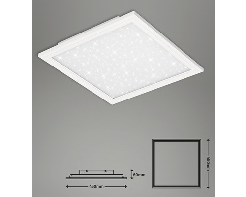 Plafonier LED pătrat cu efect de cer înstelat și dimensiuni