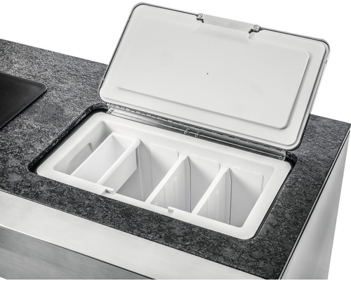 Răcitor încorporat cu recipiente și capac în blat