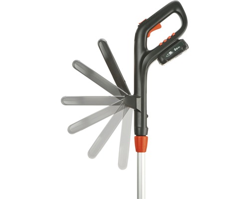 Trimmer cu acumulator cu cap de tăiere reglabil