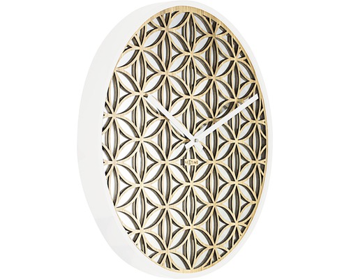 Ceas de perete din lemn cu model floral