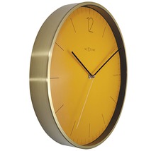 Ceas de perete Nextime cu ramă aurie și cadran galben