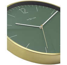 Ceas de perete Nextime cu ramă aurie și cadran verde