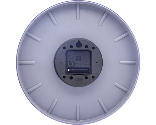 Partea din spate a unui ceas rotund de perete cu mecanism