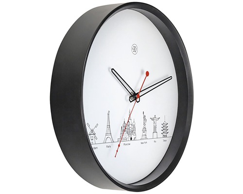 Ceas de perete cu ilustrații ale atracțiilor internaționale