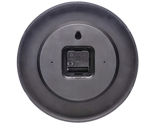 Spatele unui ceas de perete rotund cu suspensie