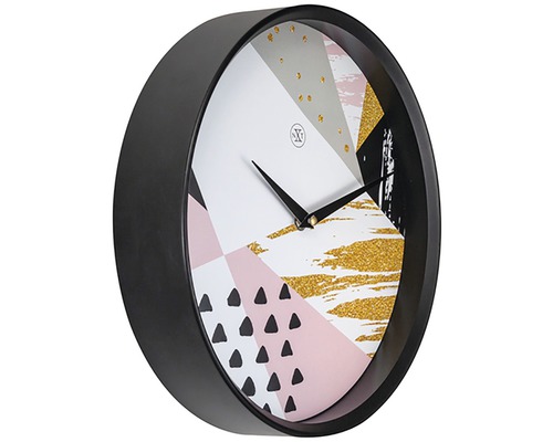 Ceas de perete cu model abstract și ramă neagră