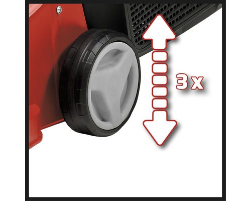 Roată triplă reglabilă pe înălțime pe o unealtă de grădină.