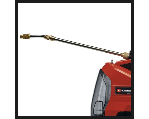 Sigla Einhell pe un pulverizator cu presiune cu acumulator cu lance de pulverizare