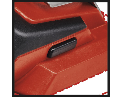 Prim-plan cu o unealtă Einhell cu un buton negru