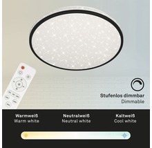 Plafonieră cu LED integrat Sternenhimmel 24W 2400 lumeni 3000-6500K, cu telecomandă, negru/alb cu efecte de stele
