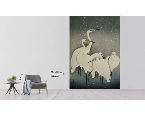 Tapetă vlies cu motiv de stârc, 194 cm x 280 cm