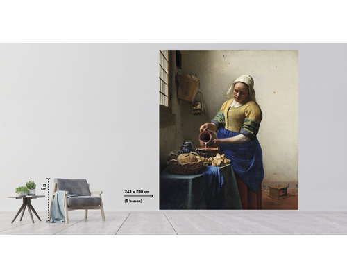 Tapet cu motivul „Femeia cu lapte” de Jan Vermeer, dimensiuni 243 x 280 cm