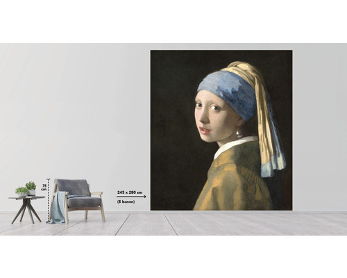 Imagine de perete cu motivul Fata cu cercel de perlă de Jan Vermeer, dimensiunea 243 x 280 cm