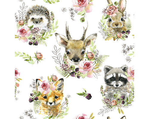 Model cu desene în acuarelă ale animalelor cu decorațiuni florale