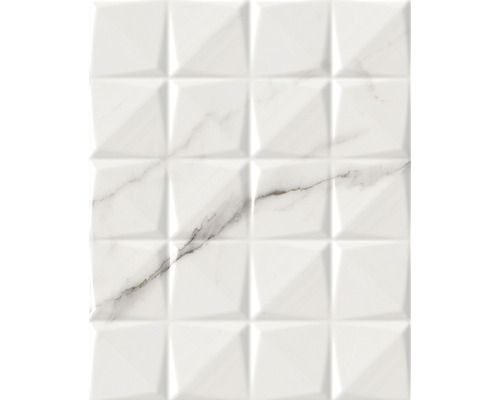 Faianță albă cu textură de marmură și model 3D pătrat