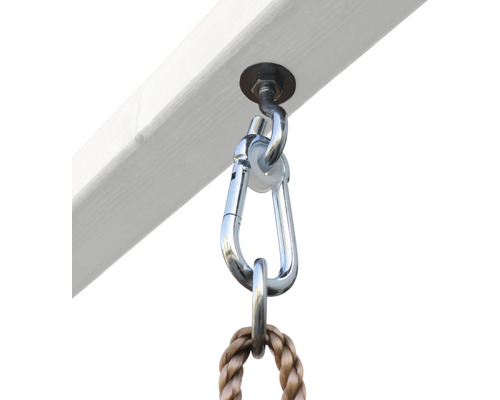 Prindere leagăn cu carabină pe grindă de lemn