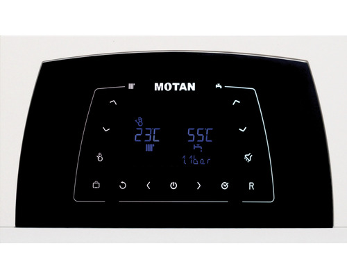 Logo Motan și câmp de afișare cu indicator de temperatură