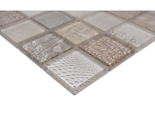 Placă de mozaic din sticlă și piatră cu elemente pătrate