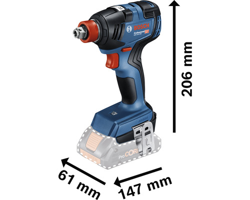 Șurubelniță cu impact cu acumulator Bosch Professional cu dimensiuni