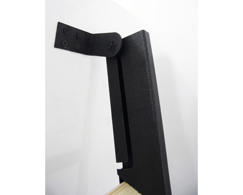 Imagine detaliată a unui suport de raft rabatabil pentru montare pe perete.