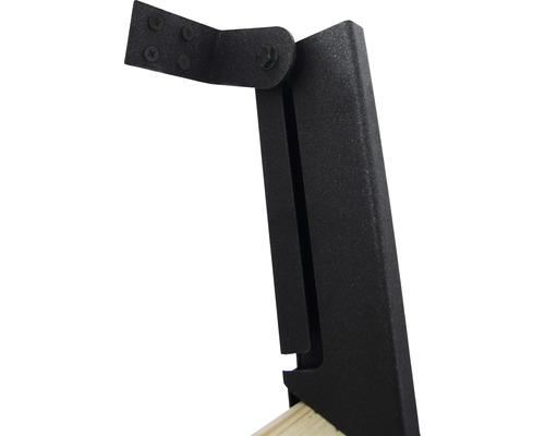 Vizualizare detaliată a unei îmbinări unghiulare metalice cu șuruburi pentru construcții din lemn