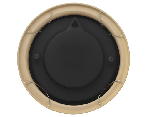 Vedere din spate a unei stații meteo rotunde cu suspensie