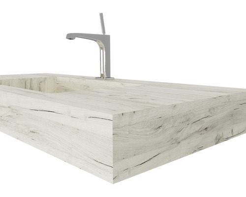 Blat de chiuvetă din lemn cu robinet