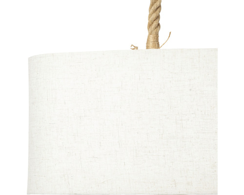 Prim-plan cu o lampă suspendată cu suspensie prin cablu și abajur