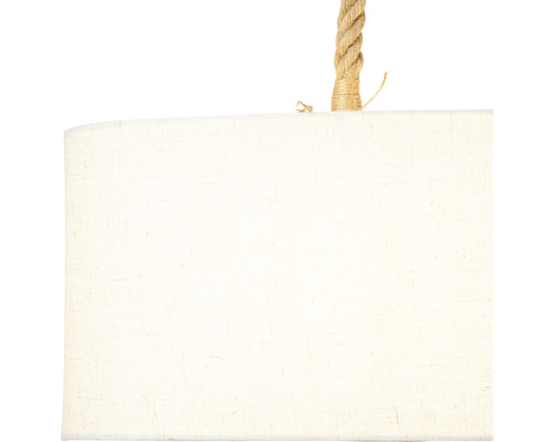 Lampa suspendată cu abajur din material textil și suspensie cu cablu