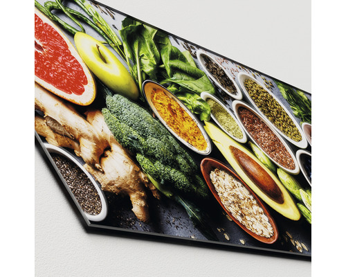 Imagine de perete decorativă cu diferite tipuri de fructe, legume și condimente