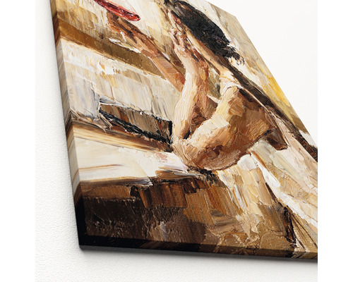 Tablou pictat pe pânză cu o persoană la pian