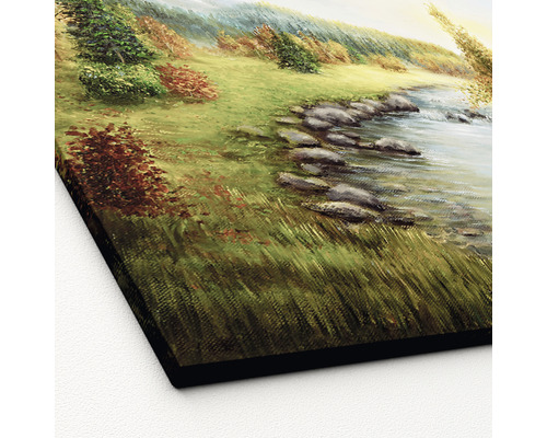 Pictură pe pânză a unui peisaj cu lac