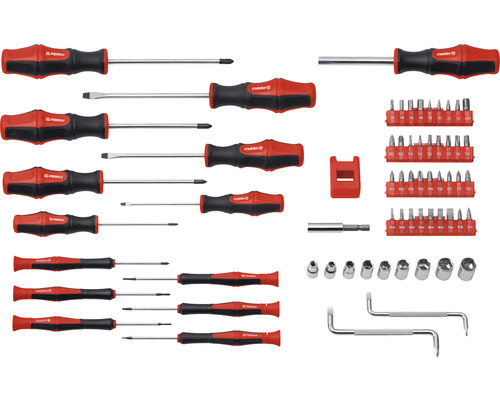 Set de șurubelnițe din mai multe piese cu diverse șurubelnițe, biți și chei tubulare