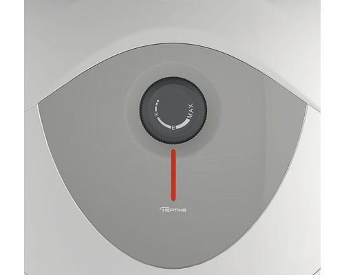 Prim-plan cu un boiler cu regulator de temperatură și indicator luminos de încălzire.